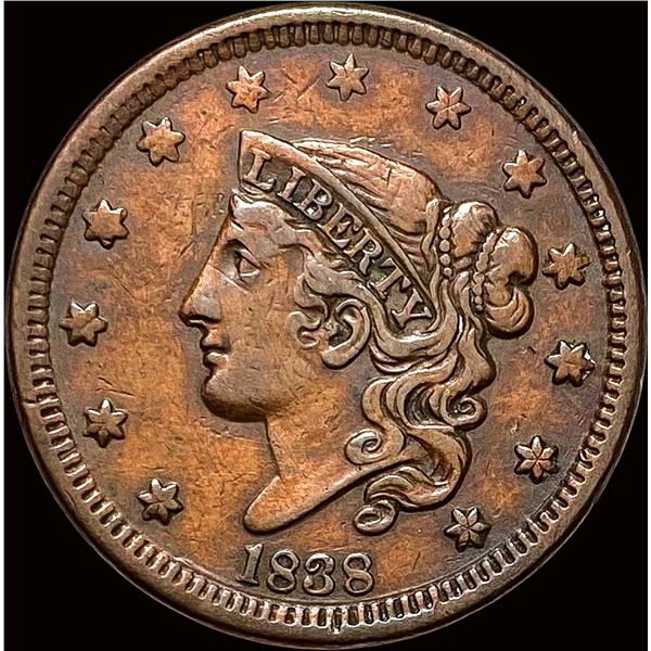 1838 Coronet Head Large Cent NEARLY UNCIRCULATED