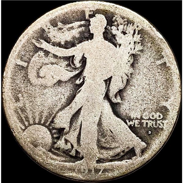 1917-D Silver Walking Liberty Half Dollar NICELY CIRCULATED