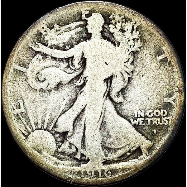 1916-S Silver Walking Liberty Half Dollar NICELY CIRCULATED