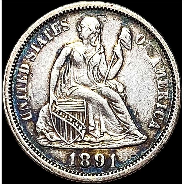 1891-O Silver Seated Liberty Dime CLOSELY UNCIRCULATED