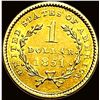 Image 2 : 1851 Gold $1 Type 1 Liberty Head UNCIRCULATED