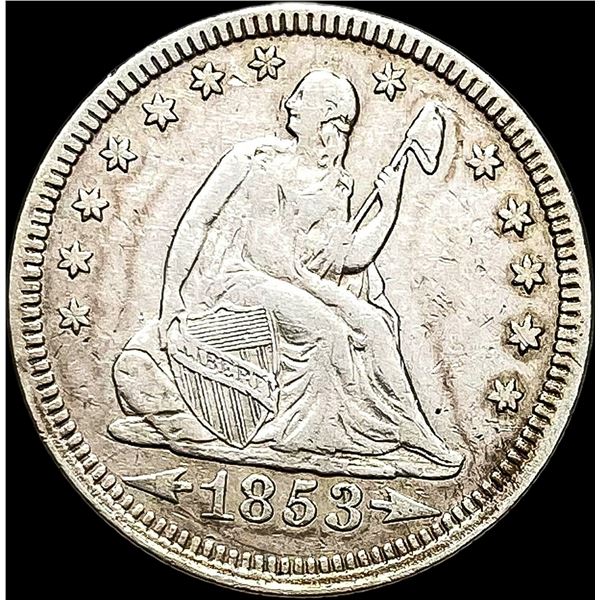 1853 Arrows/Rays Seated Liberty Quarter NEARLY UNCIRCULATED