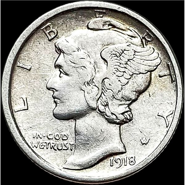 1918-D Silver Mercury Dime CLOSELY UNCIRCULATED