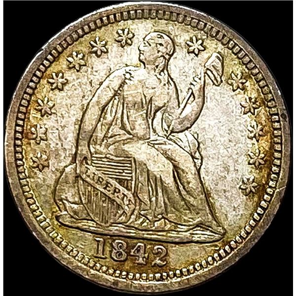 1842 Seated Liberty Silver Half Dime NEARLY UNCIRCULATED