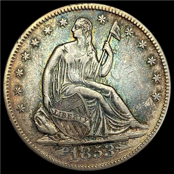 1853 Arrows/Rays Seated Liberty Half Dollar CLOSELY UNCIRCULATED