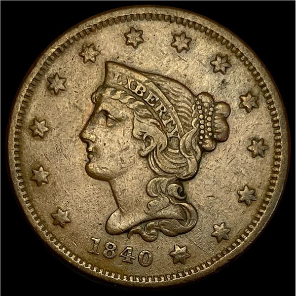 1840 Braided Hair Large Cent NEARLY UNCIRCULATED