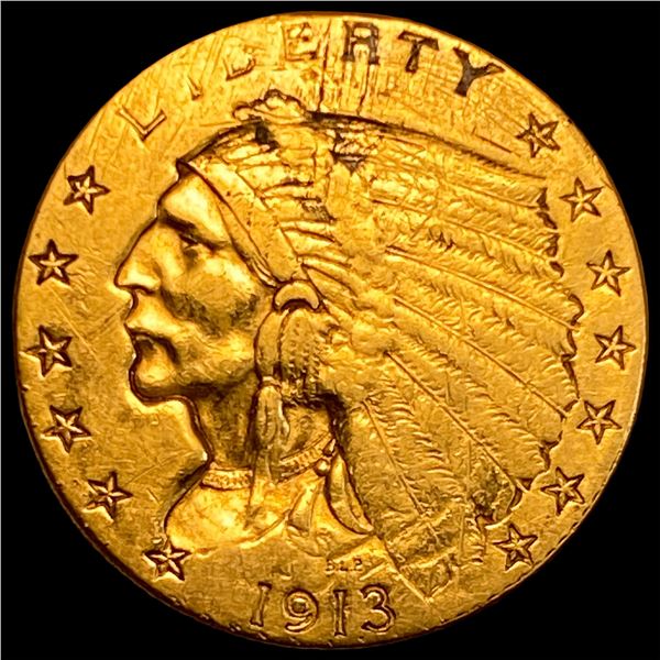 1913 Indian Head Gold $2.50 Quarter Eagle CLOSELY UNCIRCULATED