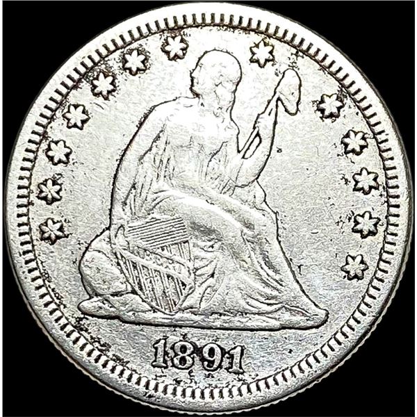 1891-S Silver Seated Liberty Quarter LIGHTLY  CIRCULATED