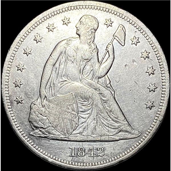1842 Silver Seated Liberty Dollar CLOSELY  UNCIRCULATED