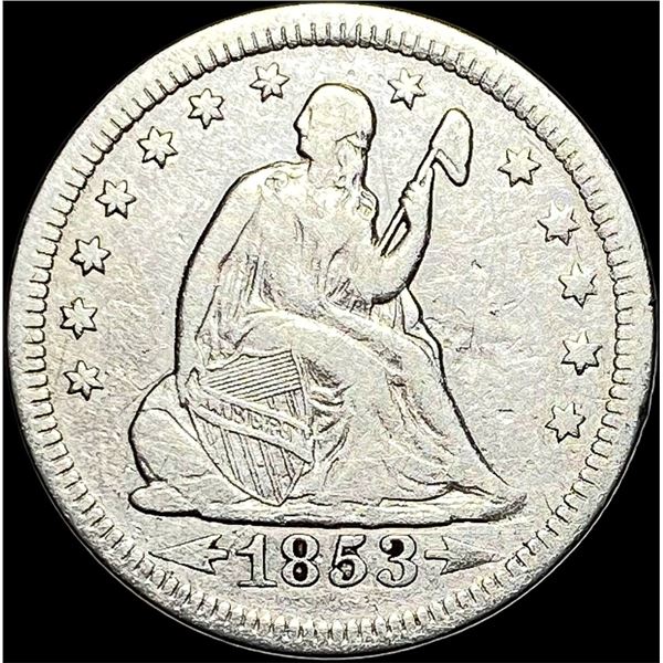 1853 Arrows/Rays Seated Liberty Quarter  NICELY CIRCULATED