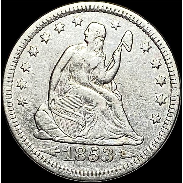 1853 Arrows/Rays Seated Liberty Quarter  CLOSELY UNCIRCULATED