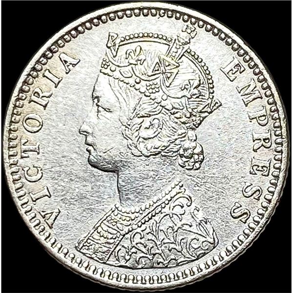 1889 Silver 1/4 Rupee India Victoria CLOSELY  UNCIRCULATED