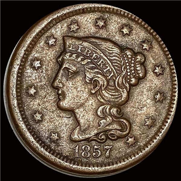 1857 Braided Hair Large Cent LIGHTLY CIRCULATED