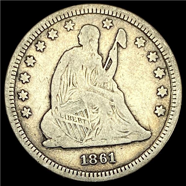 1861 Seated Liberty Quarter NICELY CIRCULATED