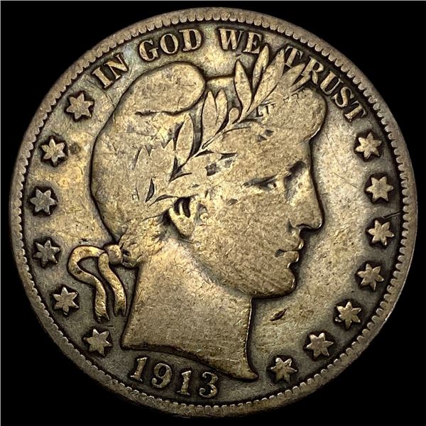1913-S Silver Barber Half Dollar LIGHTLY CIRCULATED