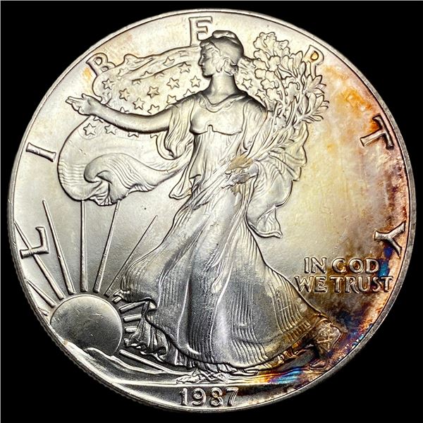 1987 Toned 1oz Silver American Eagle $1 SUPERB GEM BU