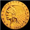 Image 1 : 1912 Indian Head Gold $2.50 Quarter Eagle CLOSELY UNCIRCULATED