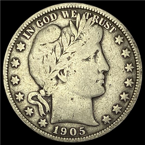 1905-S Silver Barber Half Dollar LIGHTLY CIRCULATED