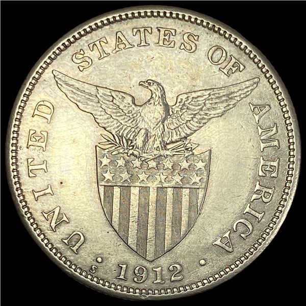 1912-S Silver Philippines One Peso CLOSELY UNCIRCULATED