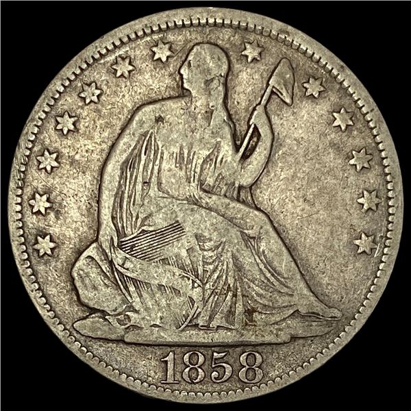 1858 Seated Liberty Half Dollar LIGHTLY CIRCULATED