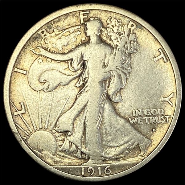 1916-D Walking Liberty Half Dollar LIGHTLY CIRCULATED