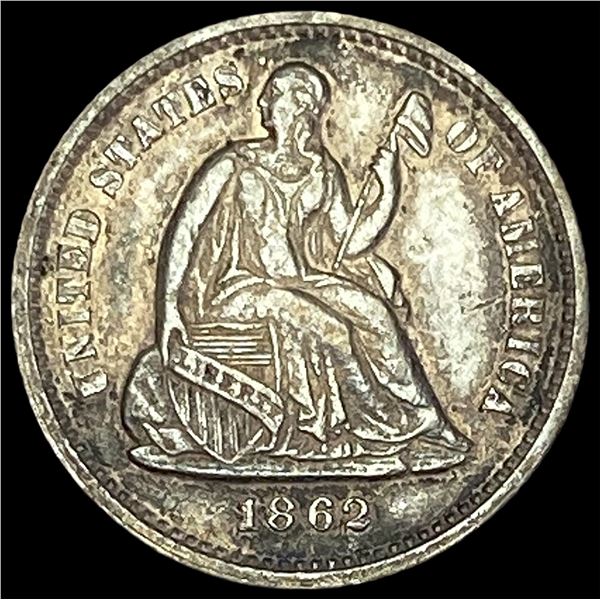1862 Seated Liberty Half Dime CHOICE AU