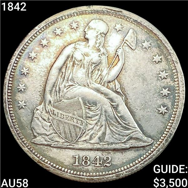 1842 Seated Liberty Dollar CHOICE AU