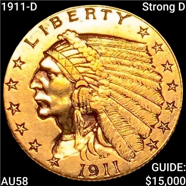 1911-D Strong D $2.50 Gold Quarter Eagle CHOICE AU