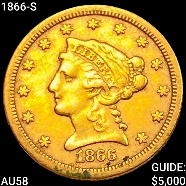 1866-S $2.50 Gold Quarter Eagle CHOICE AU