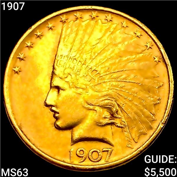 1907 $10 Gold Eagle CHOICE BU