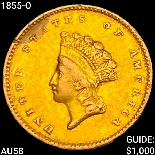 1855-O Rare Gold Dollar CHOICE AU
