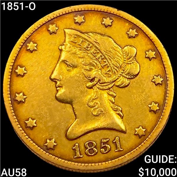 1851-O $10 Gold Eagle CHOICE AU