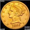 Image 1 : 1855 $5 Gold Half Eagle CHOICE AU