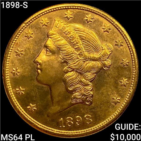 1898-S $20 Gold Double Eagle CHOICE BU PL