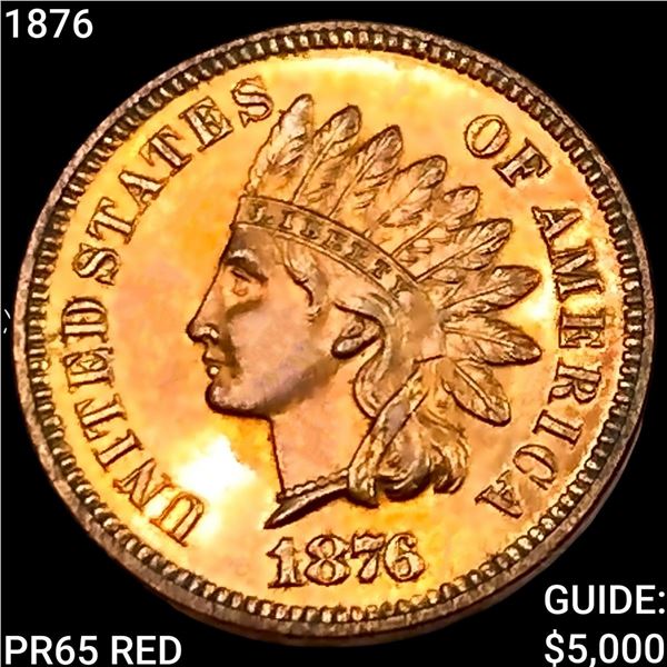 1876 Indian Head Cent GEM PROOF RED