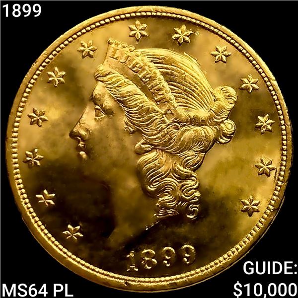 1899 $20 Gold Double Eagle CHOICE BU PL