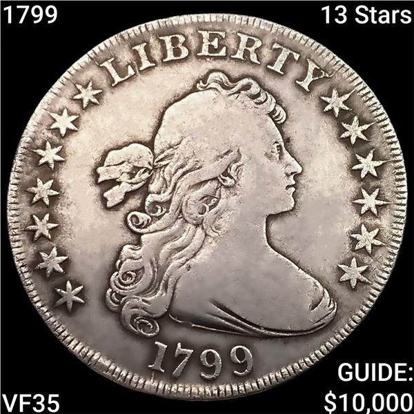 1799 13 Stars Draped Bust Dollar ABOUT UNCIRCULATED