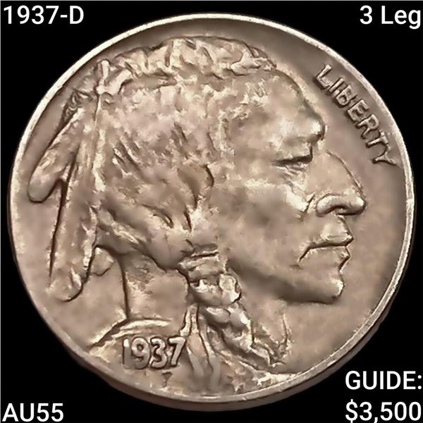 1937-D 3 Leg Buffalo Nickel HIGH GRADE