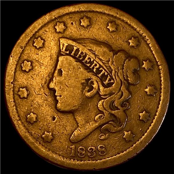 1838 Coronet Head Large Cent LIGHTLY CIRCULATED
