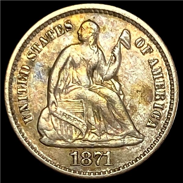 1871 Seated Liberty Half Dime CLOSELY UNCIRCULATED