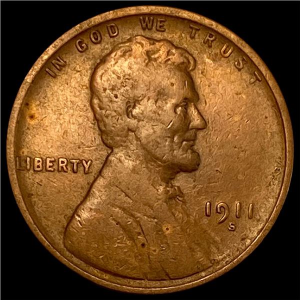 1911-S Lincoln Wheat Cent LIGHTLY CIRCULATED