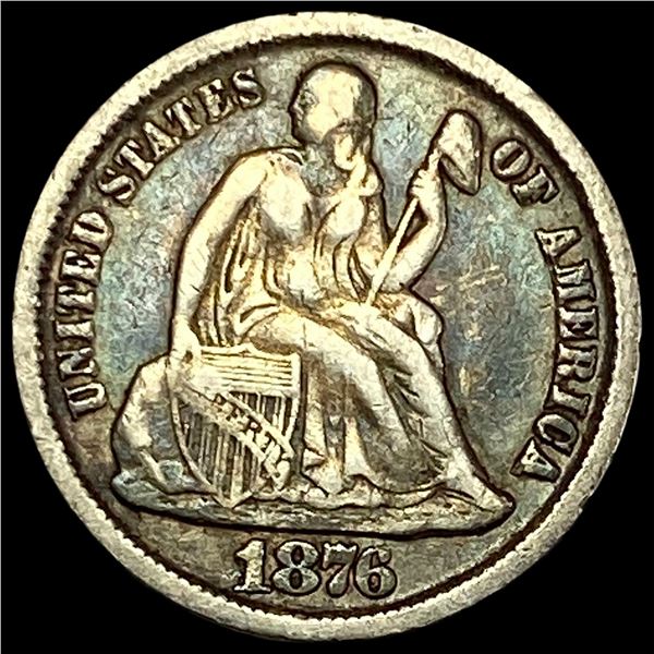 1876-CC Seated Liberty Dime LIGHTLY CIRCULATED