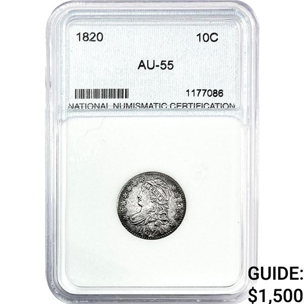 1820 Capped Bust Dime NNC AU55