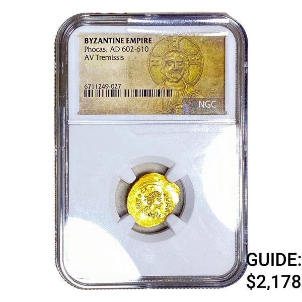 Byzantine Phocas, AD 602-610 Gold Tremissis NGC