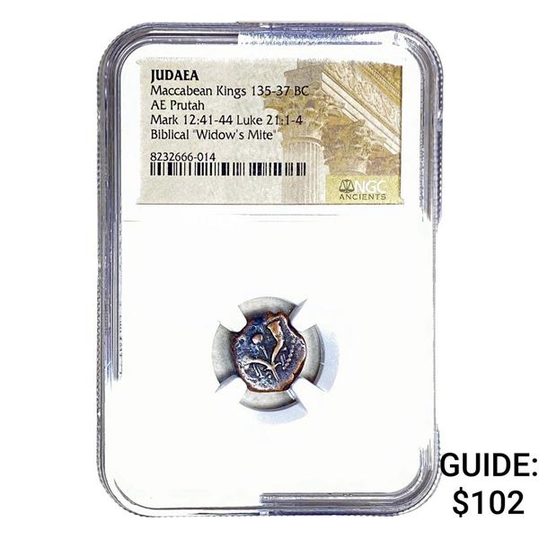 Judaea Maccabean Kings 135-37 BC Bronze Prutah