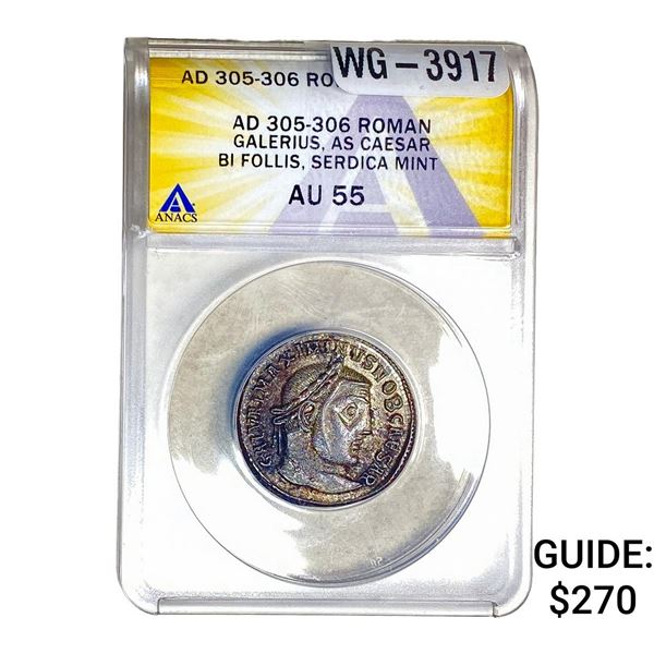 Roman, Galerius AD 305-306 BI Follis Serdica Mint ANACS AU55