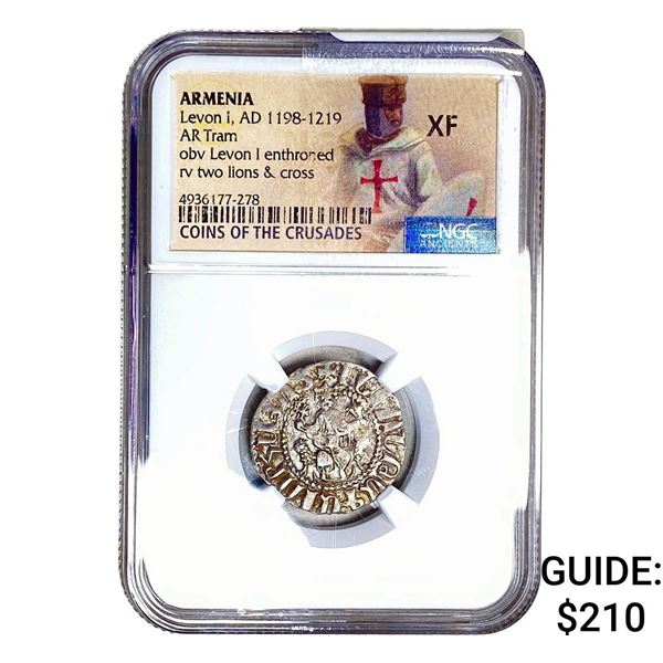 Armenia, Levon I, AD 1198-1219 Silver Tram NGC XF