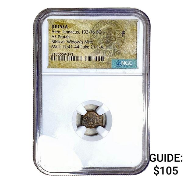 Judaea Alex, Jannaeus, 103-76 BC Bronze Prutah F