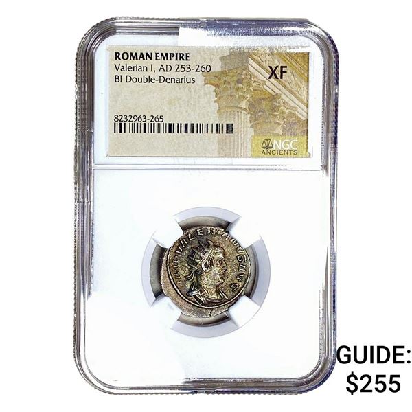 Roman Valerian I, AD 253-260 BI Dbl-Denarius NGC XF