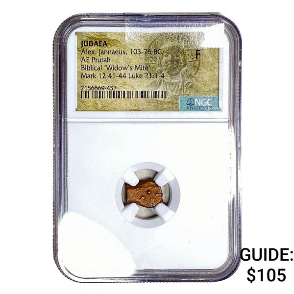 Judaea Alex, Jannaeus, 103-76 BC Bronxe Prutah F
